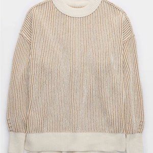 Aerie Beyond Chenille Sweater - Brown/Cream - Size Small